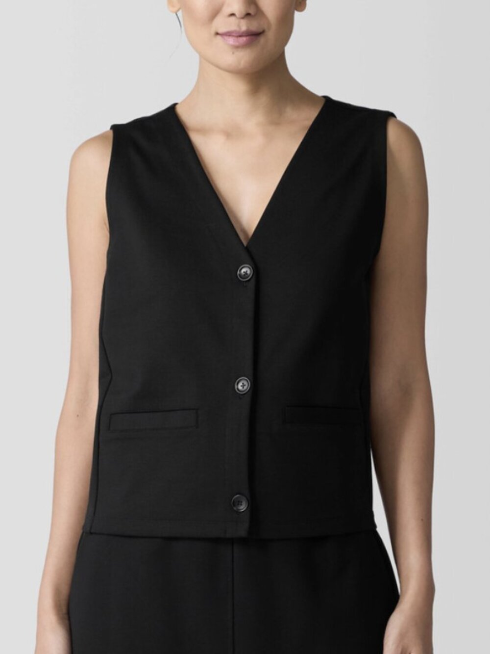 Eileen Fisher Women's Black Washable Flex Ponte Vest